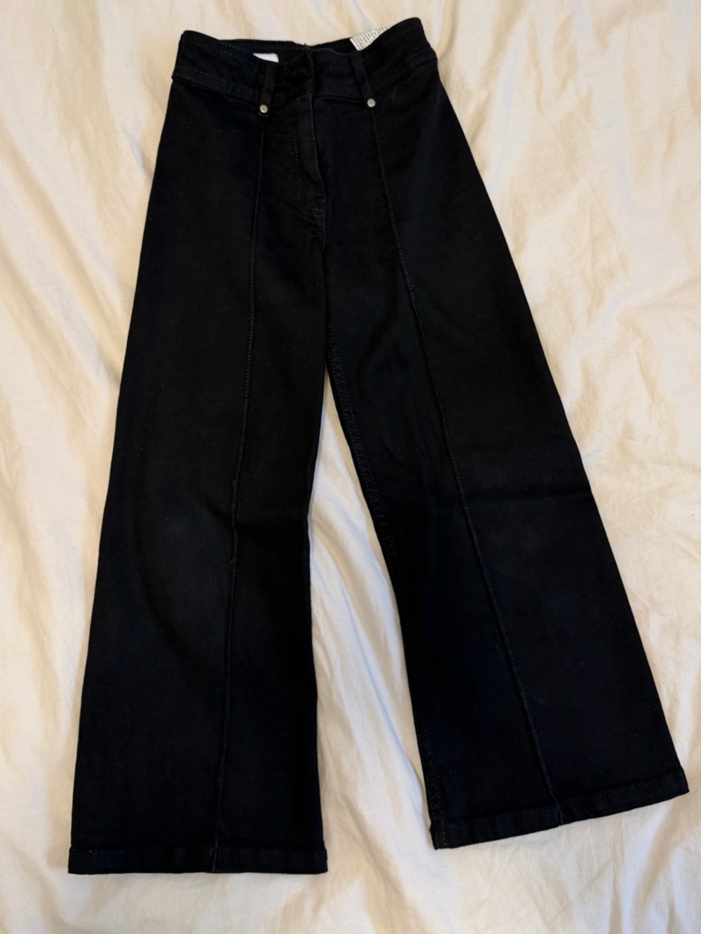 Girls Zara Black Wide-Leg High-Rise Jeans